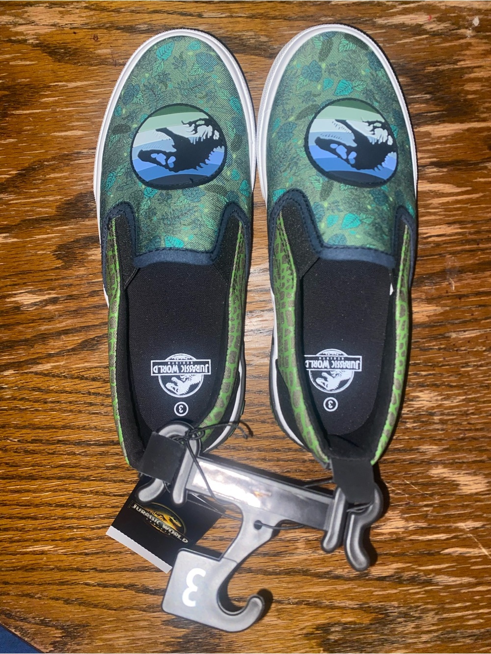Size 3 Boy Jurassic World Kids' Green Slip-On Sneakers